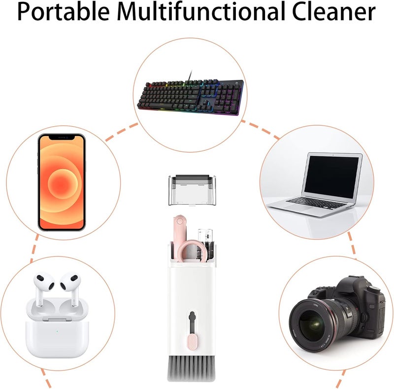 CRYSFIY 7 in 1 Electronic Cleaner kit - Keyboard Cleaner, Keyboard Cleaning Kit, Laptop Cleaner with Brush, Electronic Cleaner for Laptop/Phone/Computer/Screen (Give Away a Flannel Cloth) Pink - Image 2